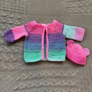 Handmade Cardigan & Hat Duo ~ 6/12M